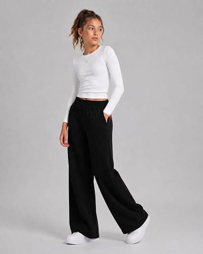 Kxuryueo Teen Girls Sweatpants 2 Pack Wide Leg Baggy Sweat Pants with Pockets Size 7-16 thumbnail 5