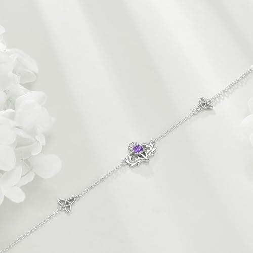 Scottish Thistle Bracelet 925 Sterling Silver Scottish Bracelet Celtic Knot Scottish Thistle Jewelry Gift For Women thumbnail 5