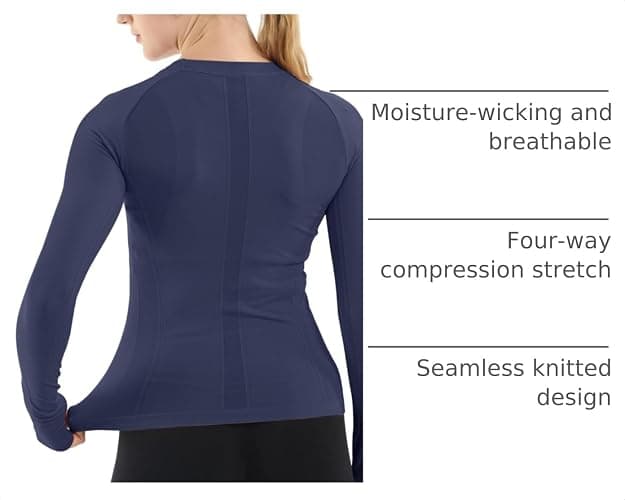MathCat Seamless Workout Shirts for Women Long Sleeve Yoga Tops Sports Running Shirt Breathable Athletic Top Slim Fit XS-XL thumbnail 4