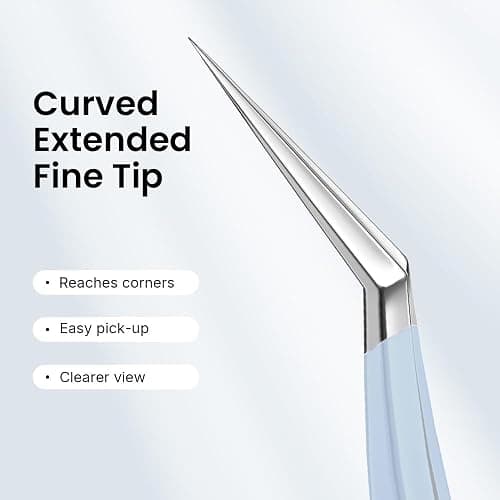 Cryslora Precision Craft Tweezers, Curved Extended Fine Tip Sticker Tweezers for 3D Scene Stickers, Scrapbooking, Journaling, DIY Paper Crafts, (Blue) thumbnail 4