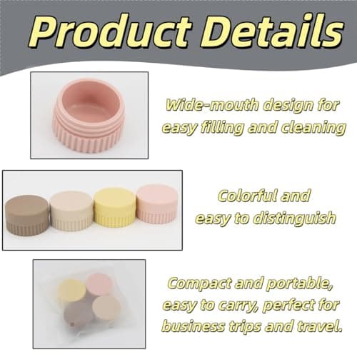 Faxhidjj 4 Pcs Travel Toiletry Containers, Silicone Cream Jars with Lid for Cosmetic, Body, Hand, and Skin Creams,20ml 0.68 oz (four colors) thumbnail 3