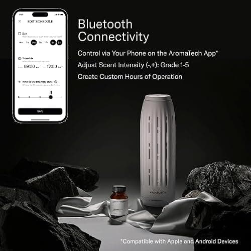 AromaTech Ambience Scent Diffuser for Essential Oil Blends & Fragrances – Waterless Scent Machine w/Bluetooth for Home, Bathroom Boutiques, Hotel, Spa – White Stone thumbnail 3
