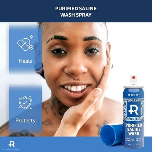 Recovery Aftercare - Purified Saline Wash - Piercing Aftercare Purified Saline Spray - Soothing & All Natural Piercing Cleaner (1.5 oz) thumbnail 5