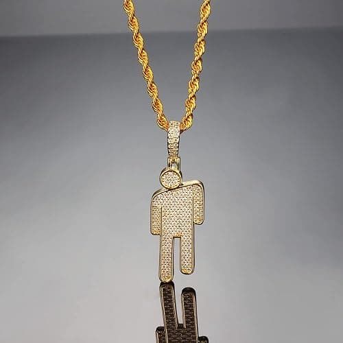 AOLIAY Stylish Villain Necklace, Stainless Steel Bowed Head Pendant Zircon Hip Hop Couple Pendant Necklace (golden) 1PC thumbnail 2