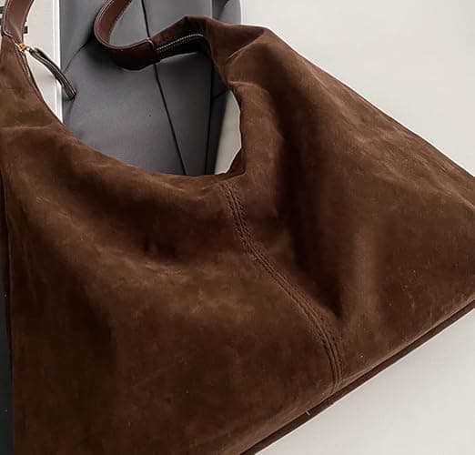 Slouchy Suede Shoulder Bags For Women Underarm Bag Womens Tote Bag Work Purses Crescent Bag Suede Handbag Travel Winter Fall thumbnail 6