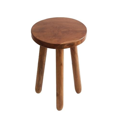 JOLLYMER 11.8" Round 18" Tall Wood Plant Stand | Teak Wood Accent Stool | Accent Table |Side Table thumbnail 9