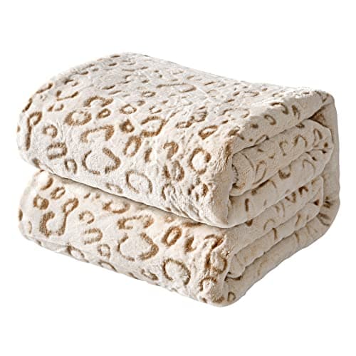 FY FIBER HOUSE Cheetah Print Blanket Flannel Fleece Throw Blanket with 3D Leopard Print, 50"X60", Brown - Image 1