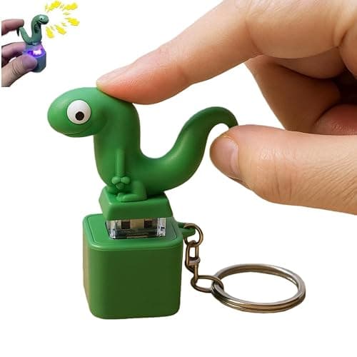 Lizard Button Keychain,Rechargeable Animal Keychains with Sound and Colorful Lights,Fidget Toys Adults Anxiety Relief - Image 1