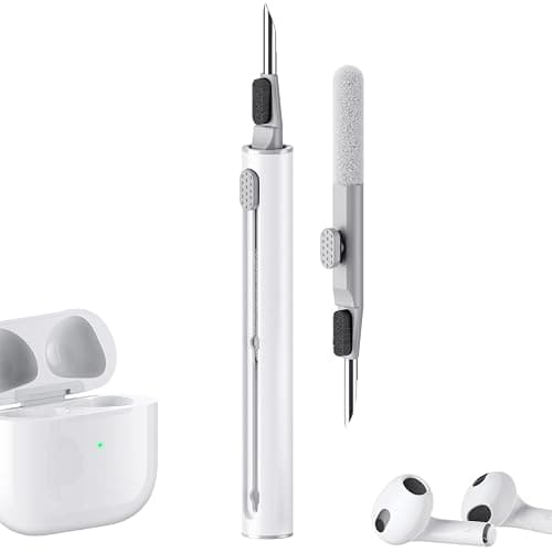 Hyashee Cleaner Kit for Airpods Pro 1 2 3 Multi-Function Cleaning Pen with Soft Brush Flocking Sponge for Bluetooth Earphones Case Cleaning Tools White - Image 1