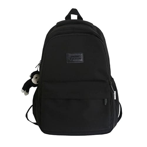 Aesthetic Backpack Cute Backpack for School College Backpack Large Capacity Bookbags for Girls Women Students Casual Travel Daypacks Solid Color(Black) - Image 1