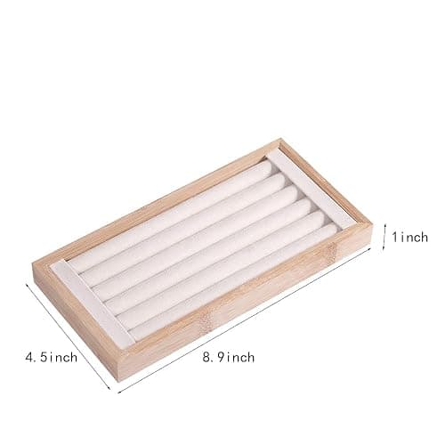 Kanwoder Bamboo Ring Holder,Ring Display Stand,Jewelry Organizer Stand for Rings Earrings Selling（Beige） thumbnail 2