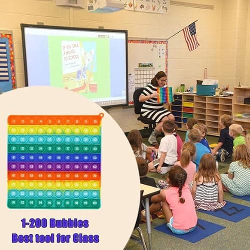 Double Side 1 100 200 Popper, Chart Pop, 200 Poper with Numbers, Square Popper for Elementary, Fidget Sensory Toy, Montessori Educational Gift for Kindergarten Classroom Kids 3 4 5 Year Old thumbnail 5