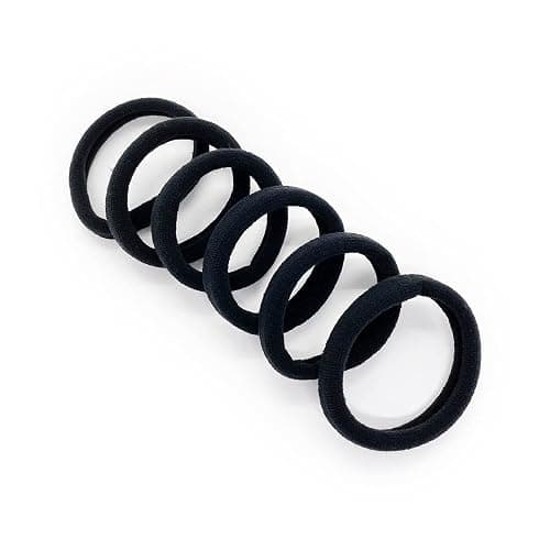 Kitsch Black Hair Ties No Damage - Strong, Stretchy Hair Bands | Soft Nylon Ponytail Holders, Snag-Free Rubber Bands, Perfect for Updos & Braids | Ideal Gifts for Women - Black, 6pcs thumbnail 9