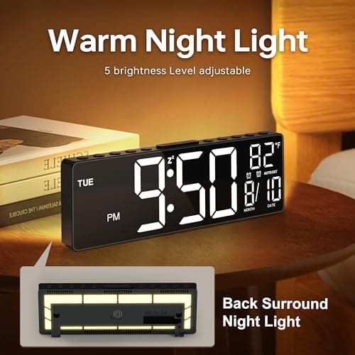 JALL 10.5'' Large Digital Alarm Clock with 8 RGB Colors, Date, Month, Temperature LED, Auto DST, Digital Clock Large Display for Classroom, Office, Bedroom, Back-to-School Gift for Students, Teachers thumbnail 4