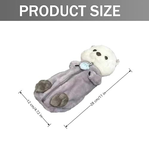 NXPpiULeh Plush Pencil Case Cute Otter Pen Bag Animal Pencil Case Plush Animal Stationery Pouch for Pencils Eraser Sharpener thumbnail 3