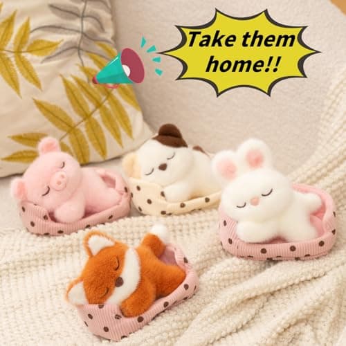 unsnurnoch 5.5" 2-in-1 Sleeping Bunny Plush Toy Set, Cute White Rabbit Stuffed Animal with Nest, Soft Mini Kawaii Plush Doll for Kids Girls Boys, Present for Birthday Christmas Room Decor thumbnail 6