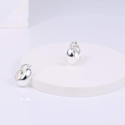 KISSPAT Sterling Silver Chunky Hoop Earrings for Women Hypoallergenic Thick Huggie Earring Wide Hoops Everyday Hoop Earrings thumbnail 5