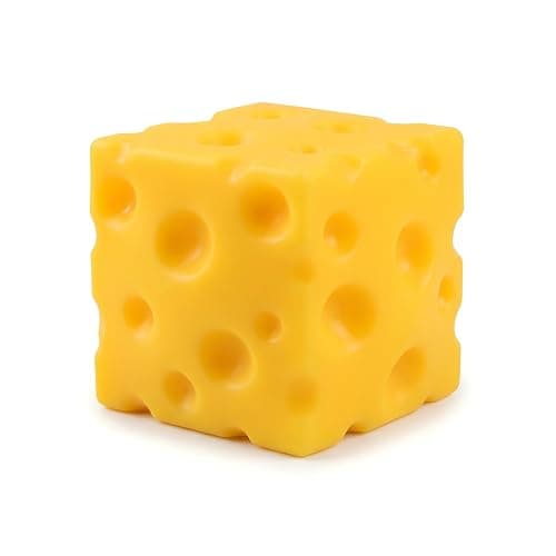 Plimto Cheese Squishy Fidget Toy, Soft 6cm Squeeze Toy for Desk, School or Home, Realistic TPR Stress Relief Toy for Kids and Adults, Great for Stocking Fillers and Party Bags - Image 1