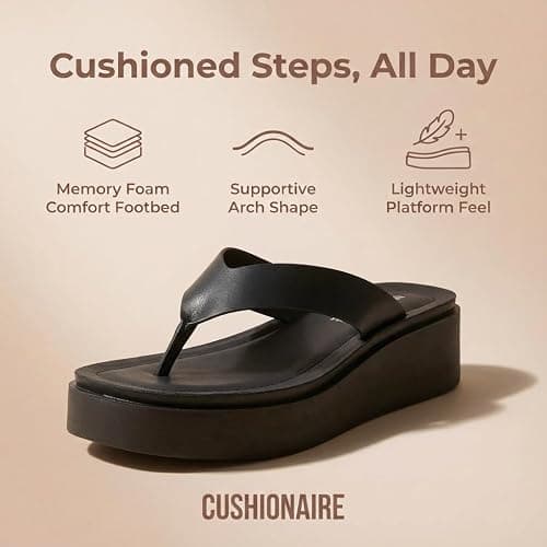 CUSHIONAIRE Pippin Chunky Platform Flip Flops, Stylish Wedge Flip Flops for Women with Cushioned Footbed and Durable Sole thumbnail 5