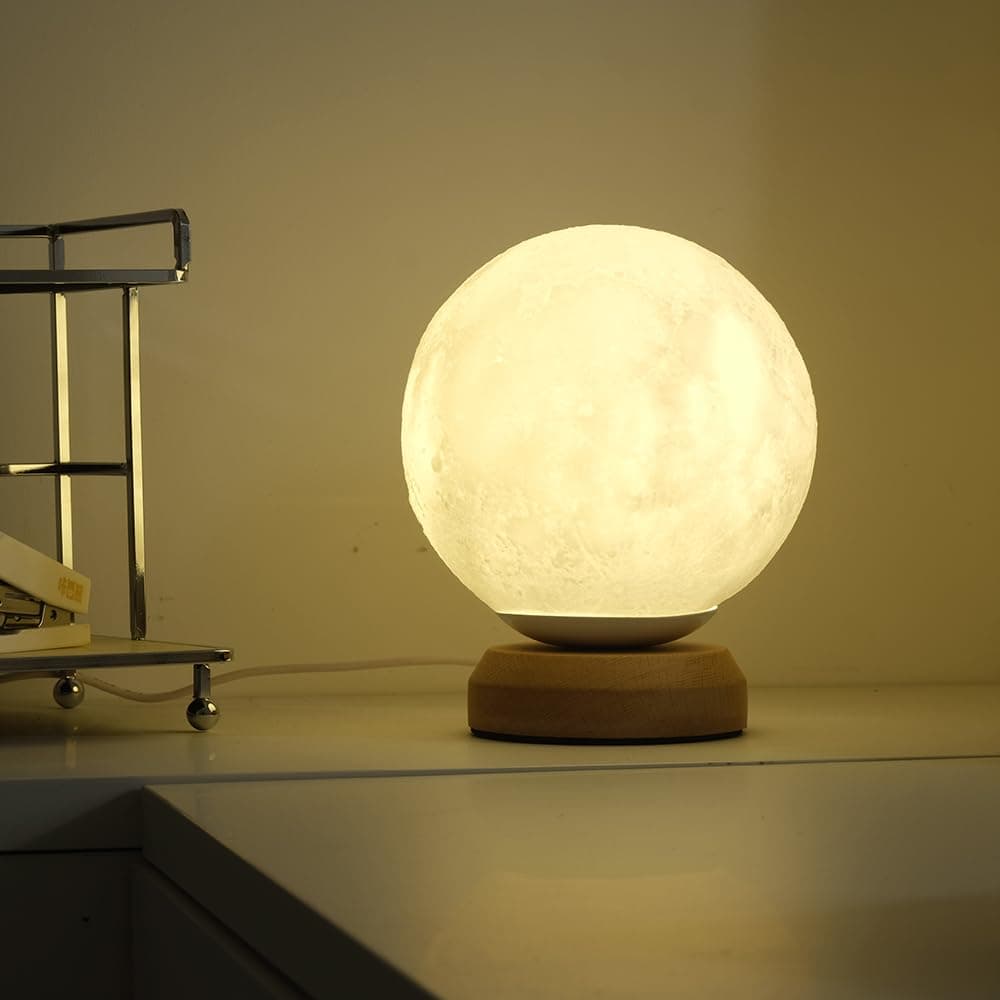 Moon Lamp, 3-Color Temperature Lamp,Bedroom Bedside Night Lights, Dimmable Led Lighting, Table Lamps for Living Room OfficeCreative Home Decor,Valentines Unique House warmging Gift - Image 1