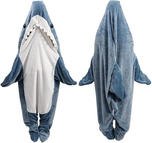 inkArts Shark Blanket Hoodie Onesie for Adult & Kid, Wearable Shark Sleeping Bag, Soft Cozy Onesie Costume thumbnail 2