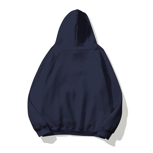 Lauweion Women Solid Basic Fleece Letter Loose Hoodie Sweatshirt Long Sleeve Kangaroo Pocket Drop Shoulder Pullovers Top thumbnail 3