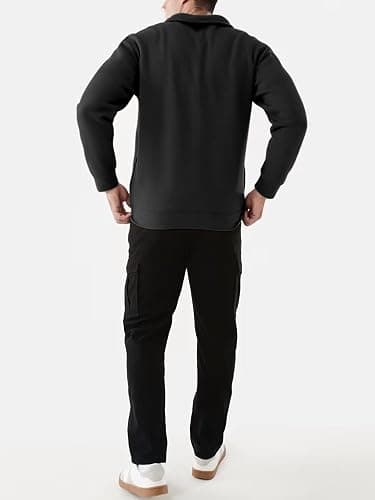 PLEPAN Mens Quarter Zip Pullover Fleece Sweatshirt Casual Mock Neck Sweater Polo Long Sleeve thumbnail 2