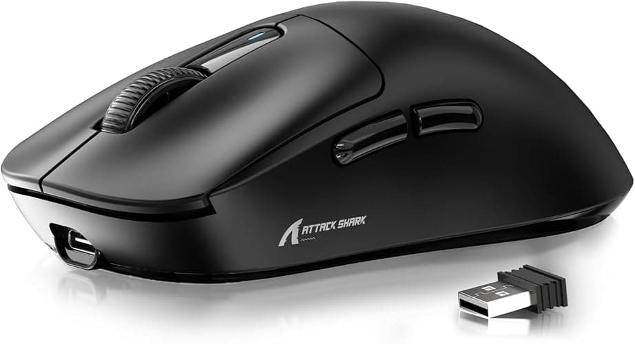 ATTACK SHARK X3 Wireless Gaming Mouse, 49g Ergonomic Computer Mouse, Triple Modes PAW3395 26K DPI Optical Sensor, 200h Battery Life, Programmable Buttons, Gaming Accessories for PC/Laptop/Mac (Black) - Black - Image 1
