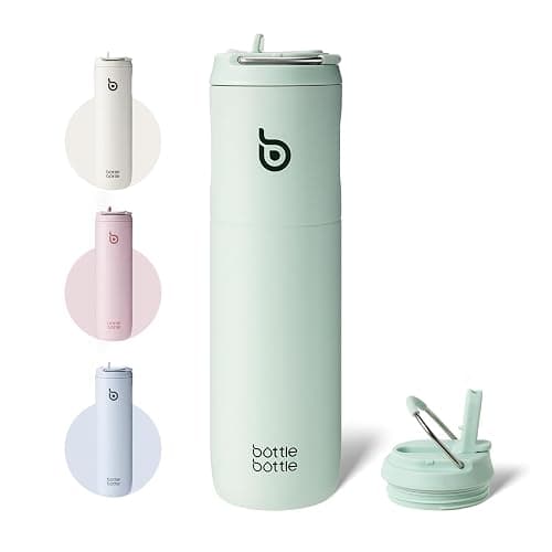 bottlebottle Stainless Steel Water Bottle with Straw and Lid, Sports Insulated Metal Water Bottle with Handle, Light Green, 700ml - Image 1