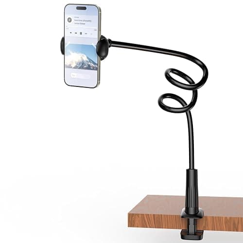 TONDA Phone Holder for Bed Desk, Gooseneck Phone Holder Stand with 33 inch Adjustable Flexible Long Arm Clip Clamp Bracket Mount for iPhone 15 Pro Max XR X 8 7 6 or Other 4-7" Devices - Image 1