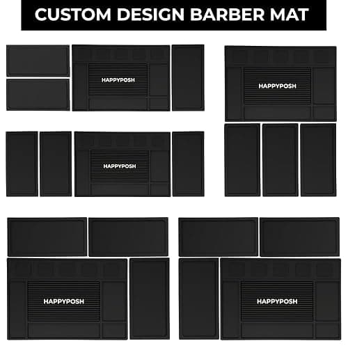 HAPPYPOSH Magnetic Barber Mat, Large Magnetic Barber Mats For Clippers and Supplies, Barbershop Pad for Station, Beauty Salon Table Matt, Tool Organizer for Pro Hairstylist, 4PCS thumbnail 2