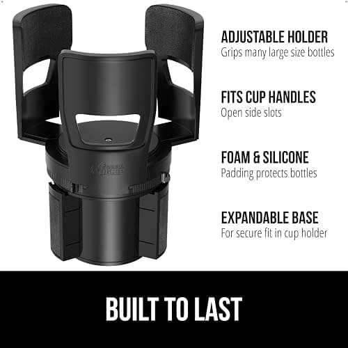 GORILLA GRIP Car Cup Holder Expander, Keeps Large Drink Cups Secure, Expander Fits Yeti, HydroFlask, Stanley 18 to 48oz, Stocking Stuffer, Gifts for Men, Women, Adjustable Arms and Base, Black thumbnail 2