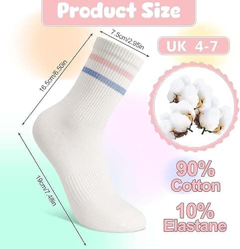 Zuimei 8 Pairs Ladies Socks Women Socks 4-7 Multipack Cotton Sports Gym Leisure Crop Breathable Crew Ankle Trainer Walking Casual Socks for Womens thumbnail 3