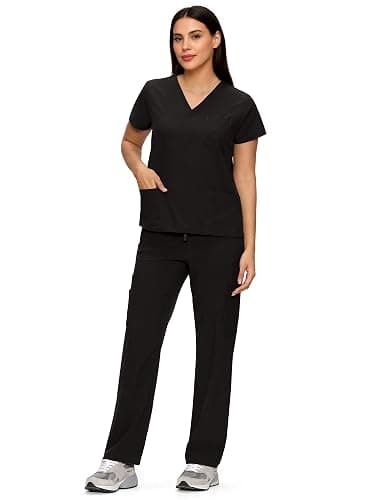 floralhue Scrubs for Women Set, Medical Women Scrubs, V-Neck Top and Straight Leg Pants with 11 Pockets (Relaxed Fit) thumbnail 6