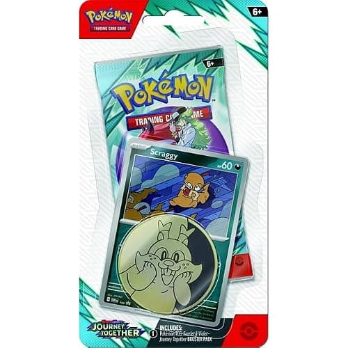 Scarlet & Violet Journey Together Scraggy Checklane Blister Pack (1 Booster Pack, Scraggy Promo Card & Coin) - Image 1