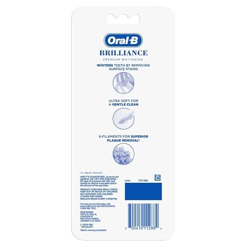 Oral-B 3D White Brilliance toothbrushes, 4 Count Toothbrush Extra Soft, Tough on Plaque, Gentle on Gums, whitening Tooth Brush thumbnail 6