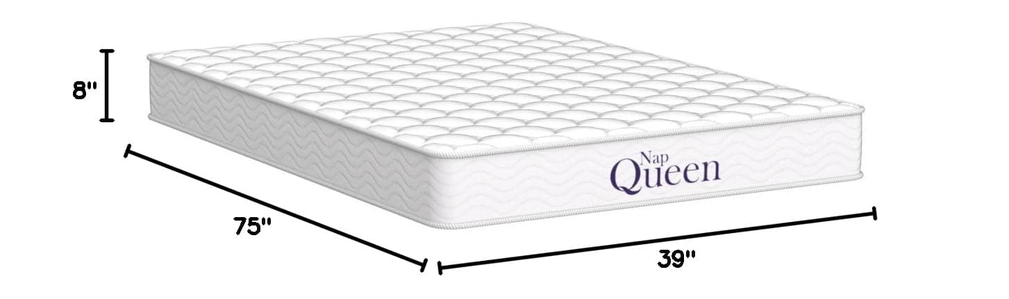 NapQueen 8 Inch Innerspring Twin Size Medium Firm Memory Foam Mattress, Bed in a Box, White - 8 Inch - Twin - White thumbnail 2