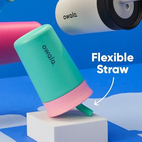 Owala Kids Insulation Stainless Steel Tumbler with Spill Resistant Flexible Straw, Easy to Clean, Kids Water Bottle, Great for Travel, Dishwasher Safe, 12 Oz, Navy and Blue (Home Base) thumbnail 4
