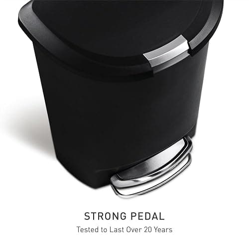 simplehuman 50 Liter / 13 Gallon Semi-Round Kitchen Step Trash Can with Secure Slide Lock, Black Plastic thumbnail 3