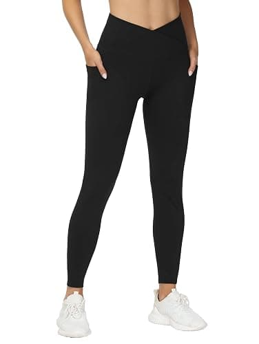 THE GYM PEOPLE Women Cross Waist Workout Leggings Yoga Pants with Pockets | Tummy Control yoga pants, 4-way stretchy fabric, Functional pockets, Athletict Leggings for the yoga, running thumbnail 9