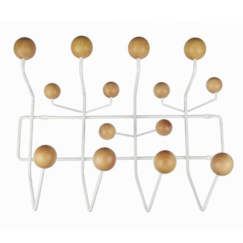 SHISEDECO Classic Hang it All Coat Rack, Mid Century Modern Wall Mounted Hooks with Painted Solid Wooden Balls, Decorative Creative Fashion Wood Hanger for Home, Bedroom (White Frame Natural) - Image 1