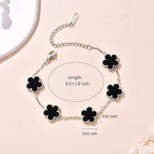 FLY FEI 18K Gold-Plated Four Leaf Clover Bracelet for Women,Adjustable lucky Bracelet Set Jewelry Gift-Hypoallergenic Charm for Birthdays, Wellness & Daily Wear thumbnail 6