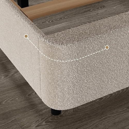 HOMBCK Bed Frame Queen Size, Boucle Upholstered Platform Queen Bed Frame with Headboard, Soft Headboard with Rounded Corners Design, Wood Slats, No Box Spring Required, Easy Assembly, Beige thumbnail 6