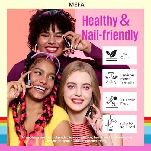 MEFA 35 Pcs Gel Nail Polish Set, 32 Colors All Seasons Collection Gel Nail Polish Blue Red Pink Nail Art Manicure DIY Salon Home Halloween Decoration Beginners Gifts for Women thumbnail 9