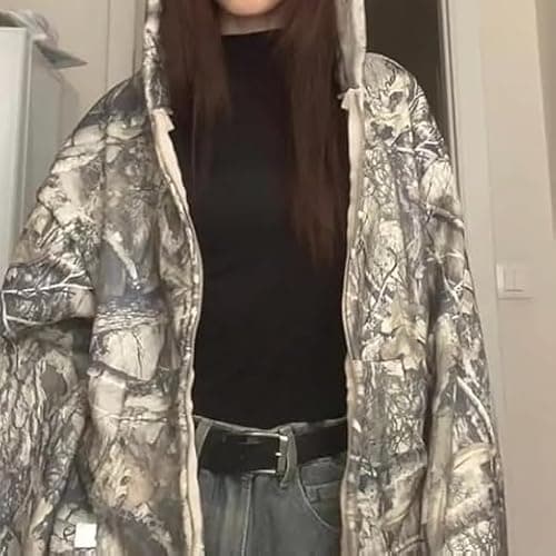 Zip Up Camo Hoodie Y2k Oversized Graphic Hoodies Emo Clothes Vintage 2000s Sweatshirts Grunge Jackets Streetwear thumbnail 2