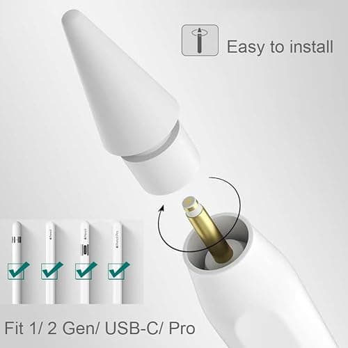 SIXFU Replacement Tips for Apple Pencil 2nd Generation/ 1st Generation Tips, iPencil Nibs Accessories for iPad Pro Pencil 2/1 Gen(4 Pack) thumbnail 2