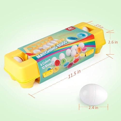 Coogam Matching Eggs 12 pcs Set Color & Shape Recoginition Sorter Puzzle for Toddlers Easter Travel Game Early Learning Educational Fine Motor Skill Montessori Gift for Year Old Kids thumbnail 2