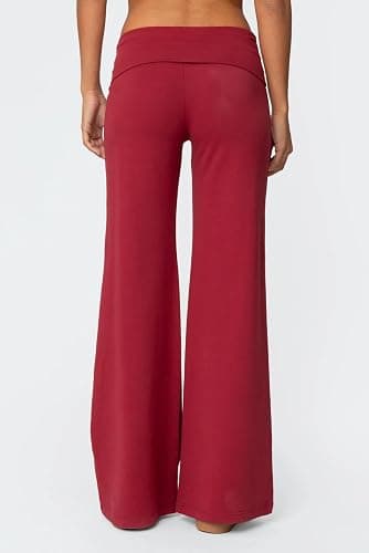 Amiblvowa Women Fold Over Yoga Pants Low Rise Wide Leg Sweatpants Color Block Flare Leggings Y2k Foldover Lounge Workout 2025 thumbnail 2