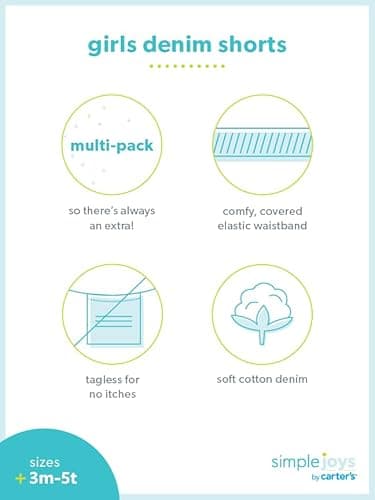Simple Joys by Carter's Girls' Denim Shorts, Pack of 2 thumbnail 7
