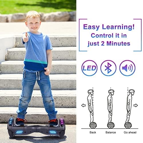 SISIGAD Scooters for Kids Ages 7-12, with Built-in Bluetooth Speaker and 6.5" Colorful Lights Wheels, Safety Certified Self Balancing Scooter thumbnail 5
